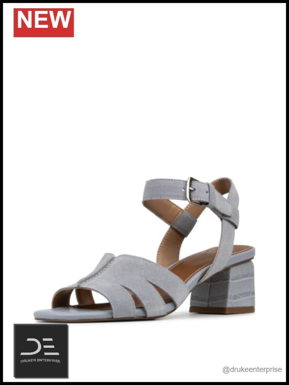 Suede Ankle Strap Block Heel Sandal Memory Foam Women's